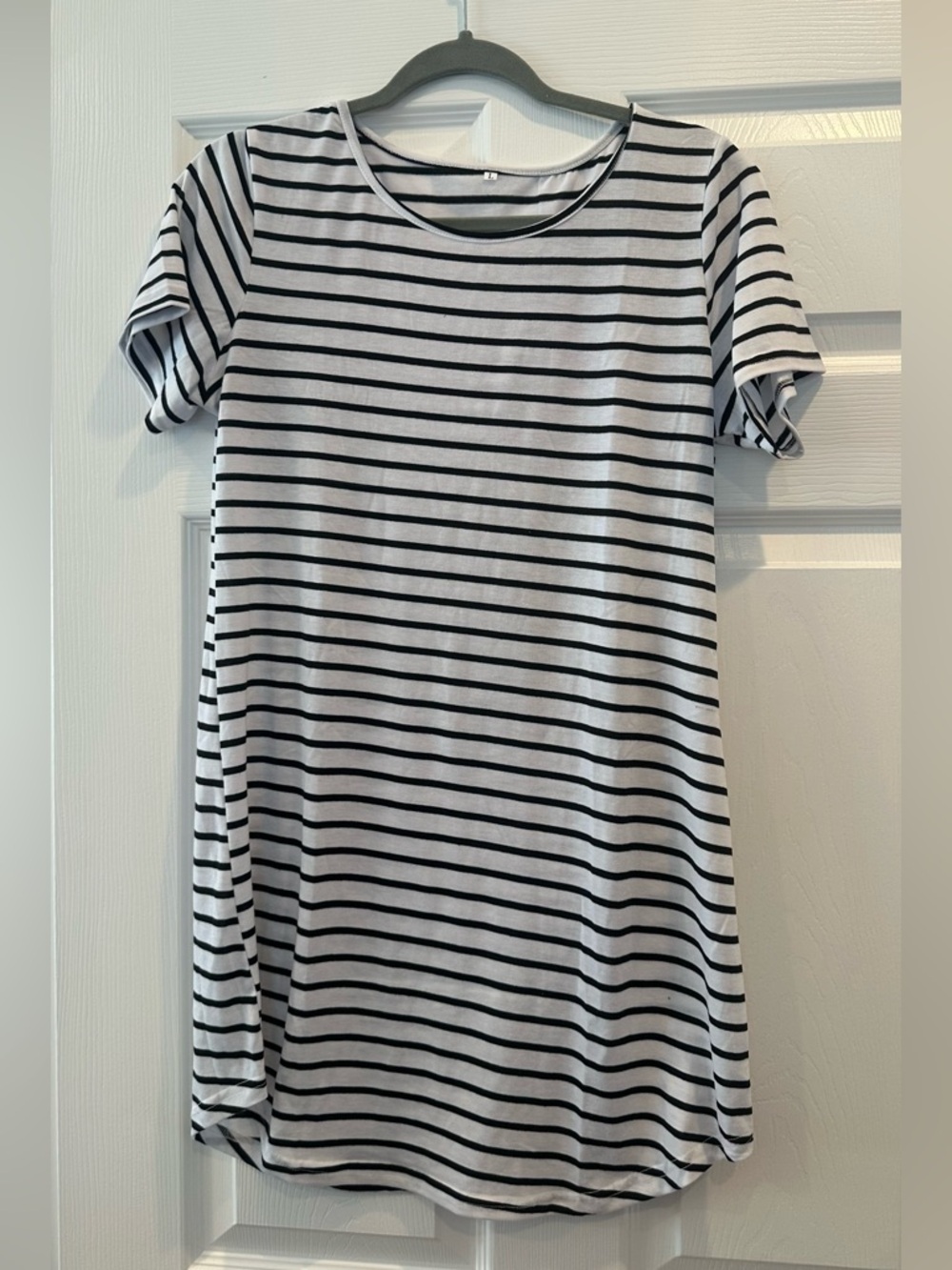 Classic Black & White Striped Tee Dress